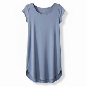 Eileen Fisher Organic Cotton T Shirt Shift Dress Size XS Periwinkle Curved Hem